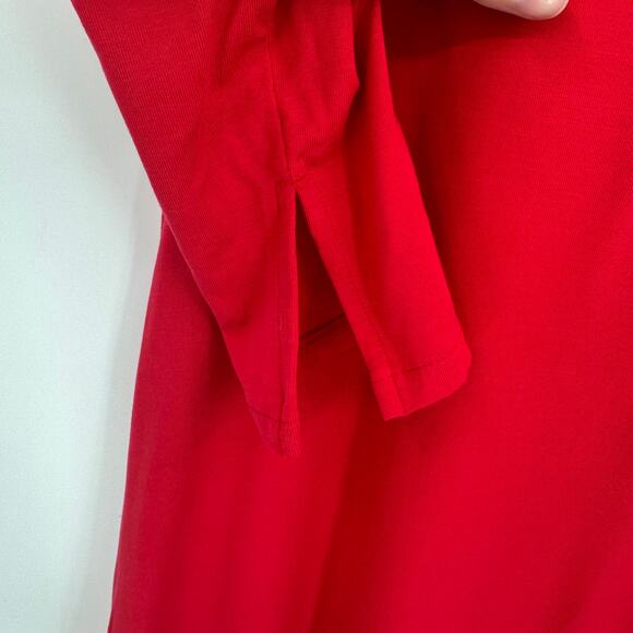 Nordstrom Red Side Ruched Long Sleeve Midi Dress Rib Knit Crew Neck Small - Picture 4 of 13